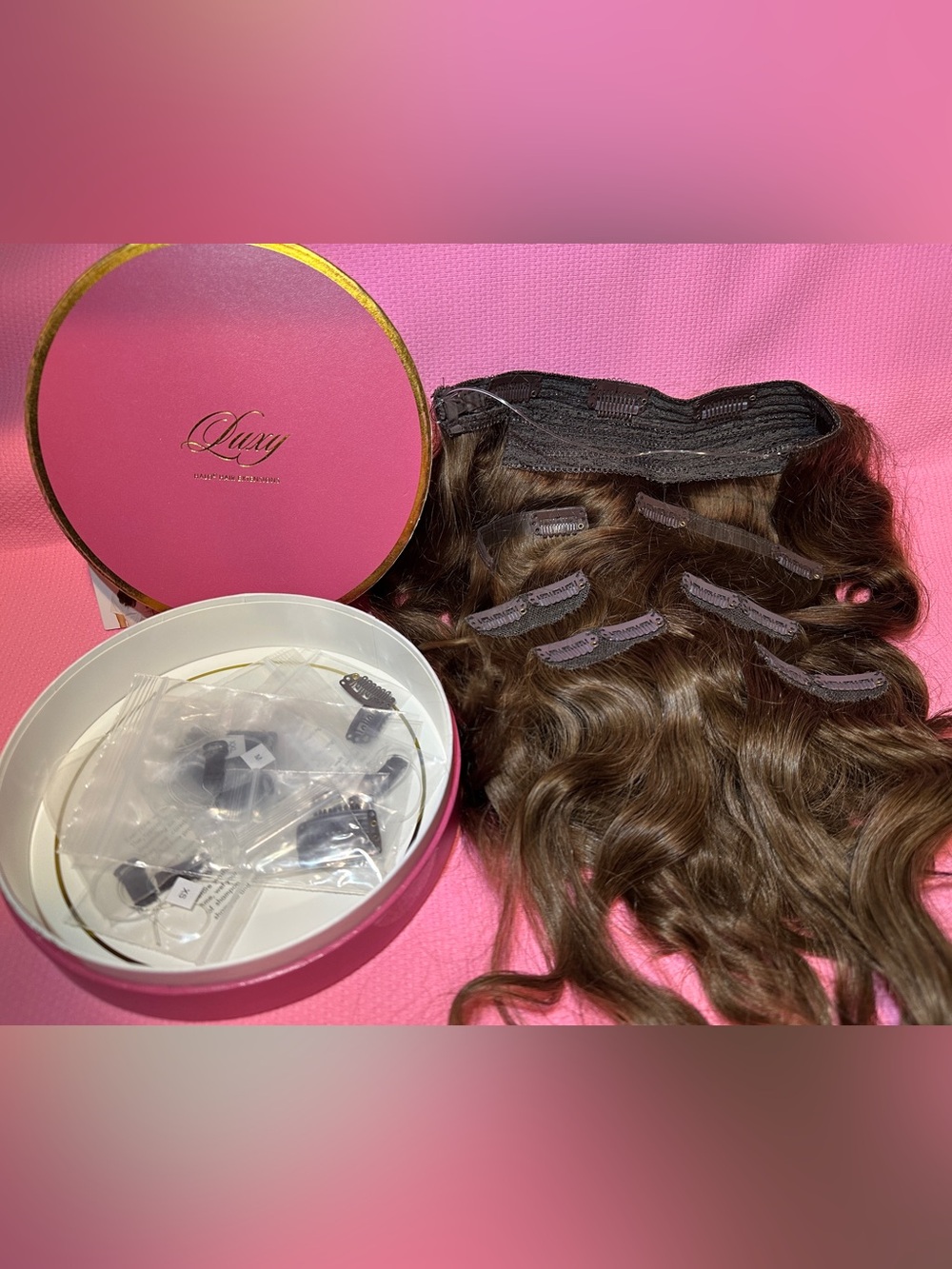 Luxy- Nuetral Brown 12” Scalp full ins and Halo bundle